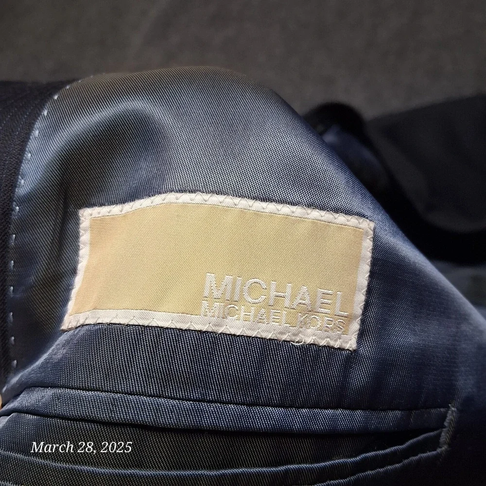 Michael Kors Wool Sports Blazer Men Size 43 Regular Dark Navy Blue Double Button
